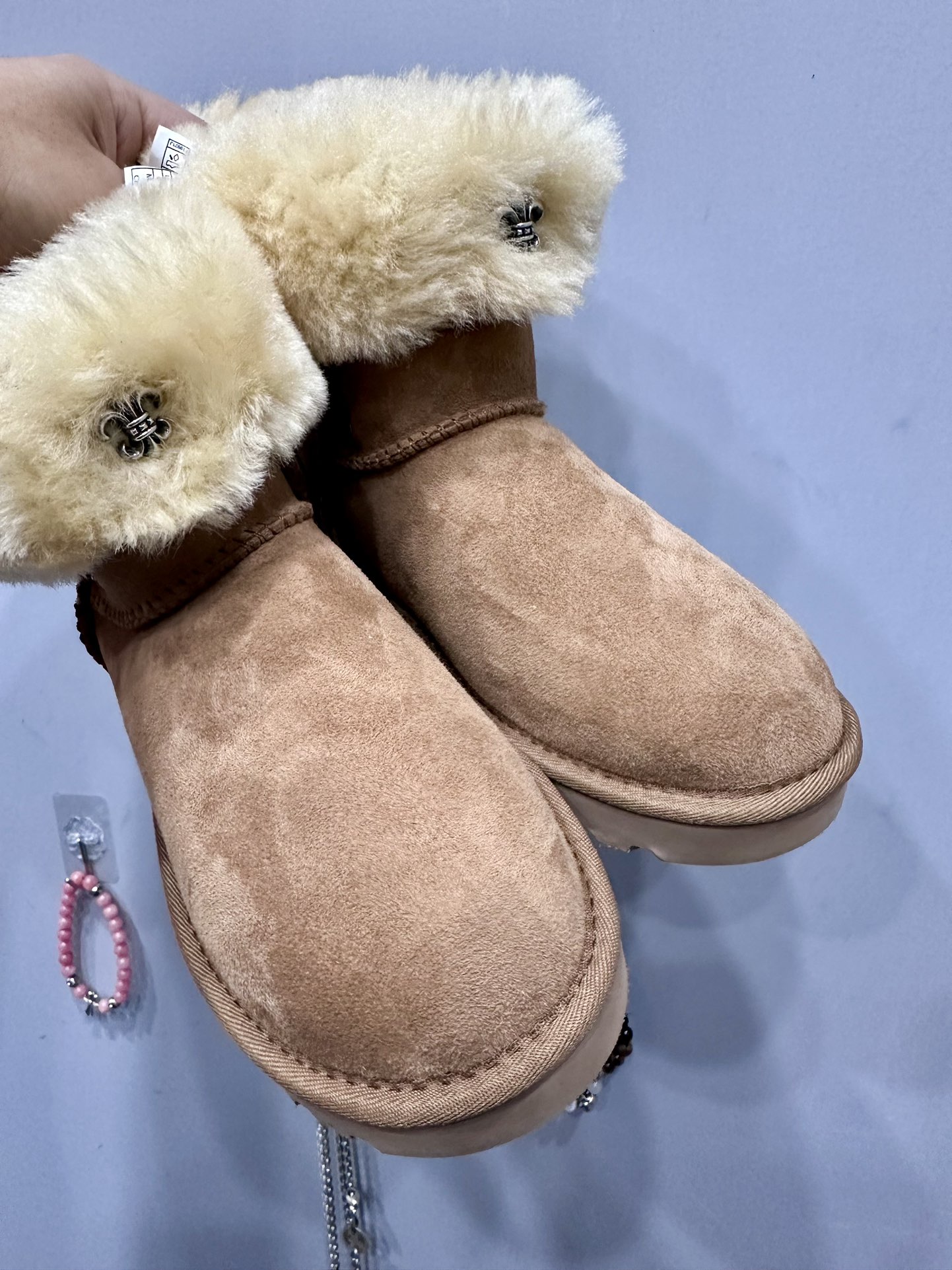 Chrome hearts x UGG 24FW new fur-lined mid-calf snow boots