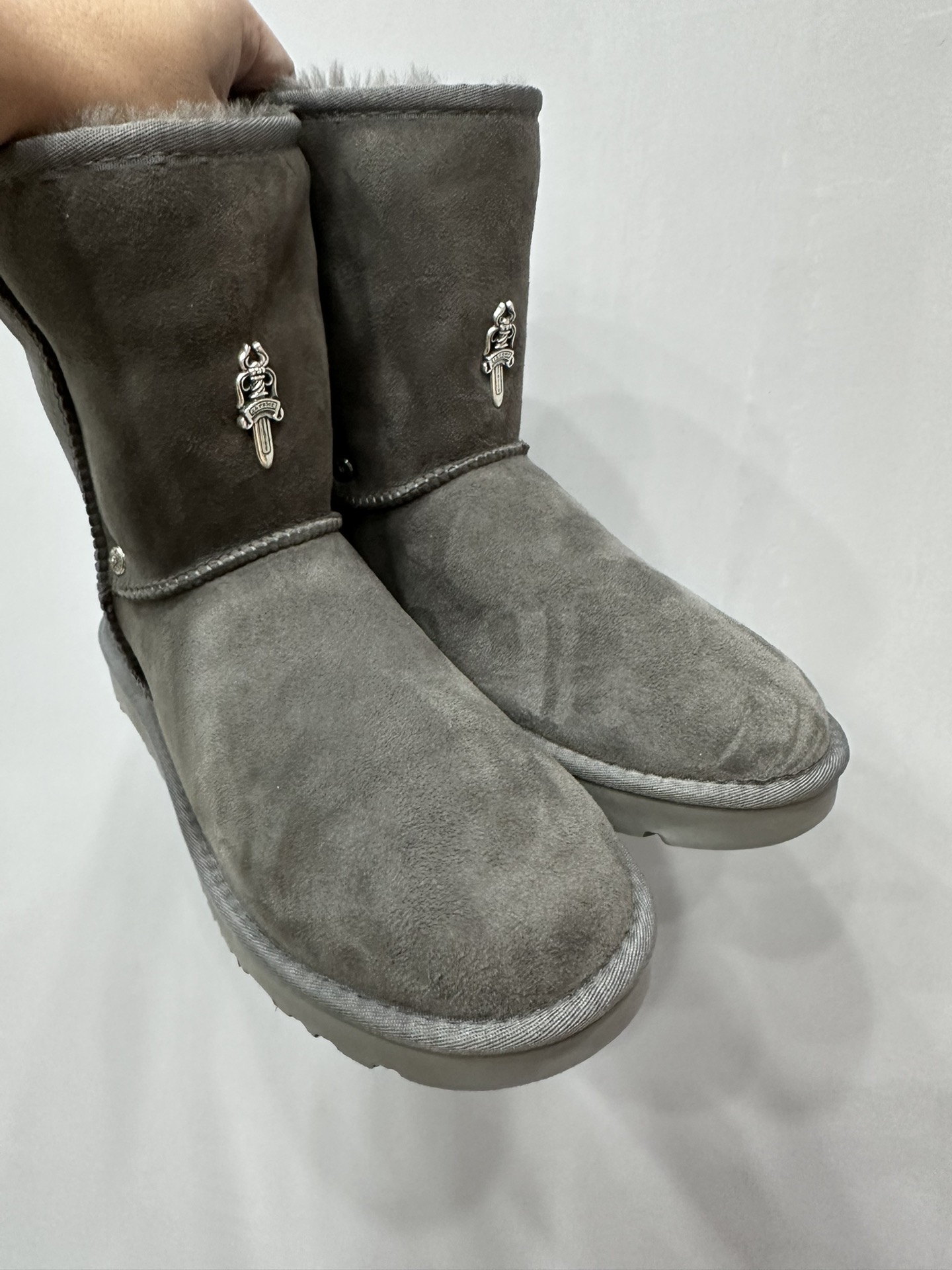 Chrome hearts x UGG smoke gray dagger mid-calf snow boots
