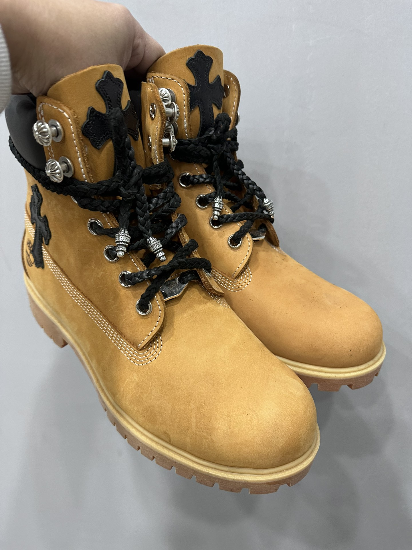 Chrome hearts x Timberland new side seam cross 10061 yellow boots