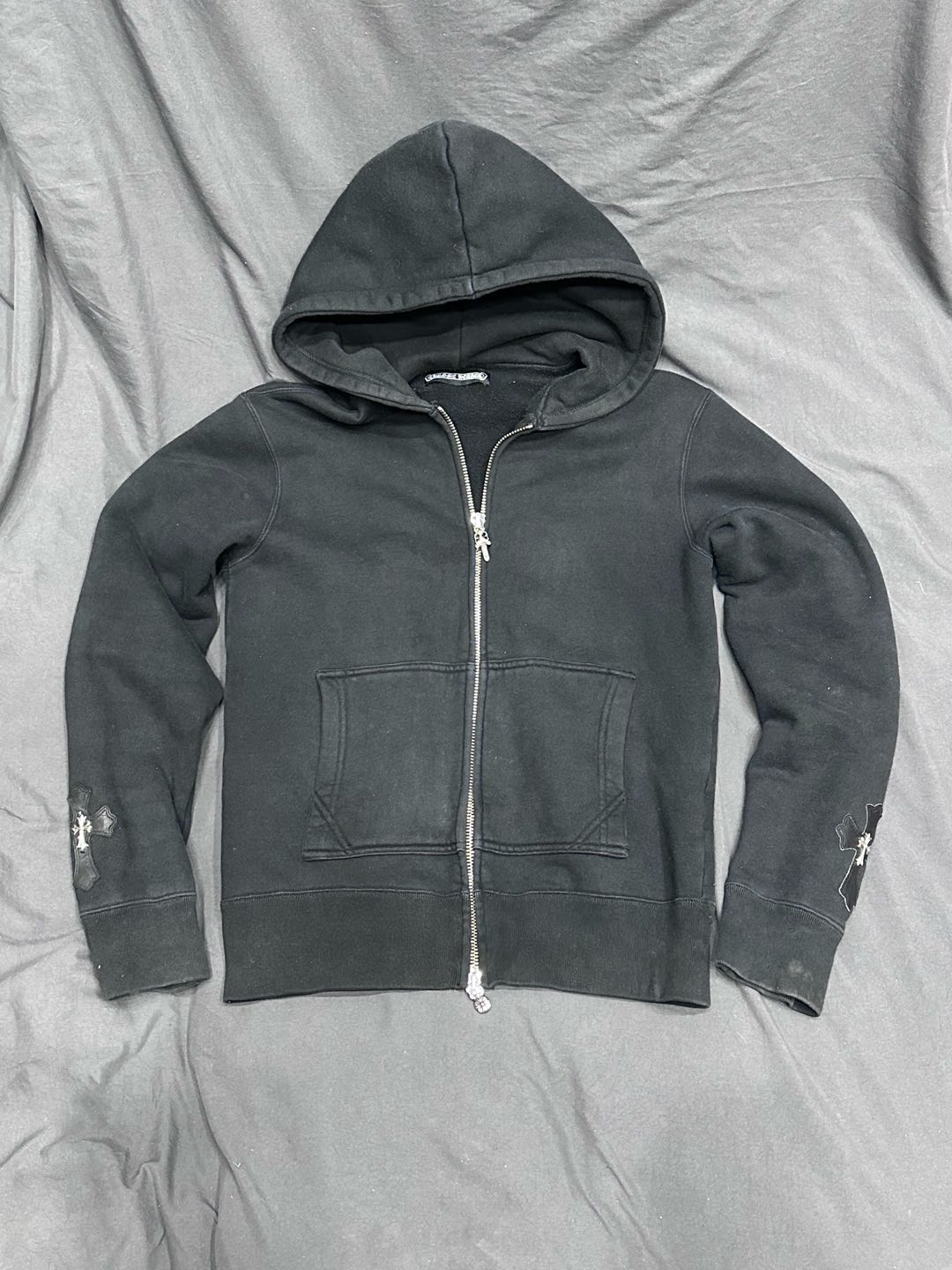 Chrome hearts pure cotton button-down leather patch hoodie