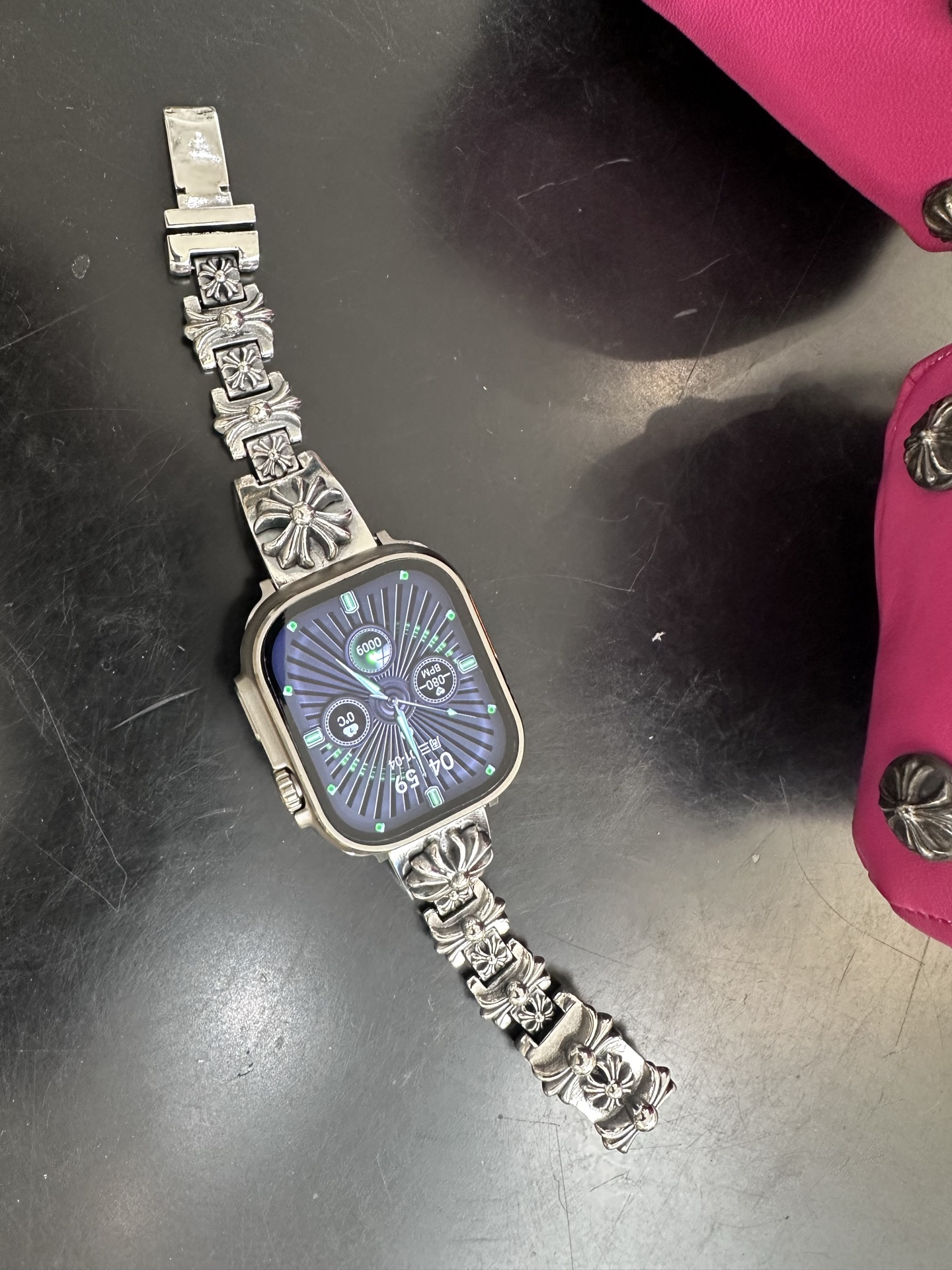 Chrome hearts heavy-duty iWatch connector strap, fits 49mm watch face