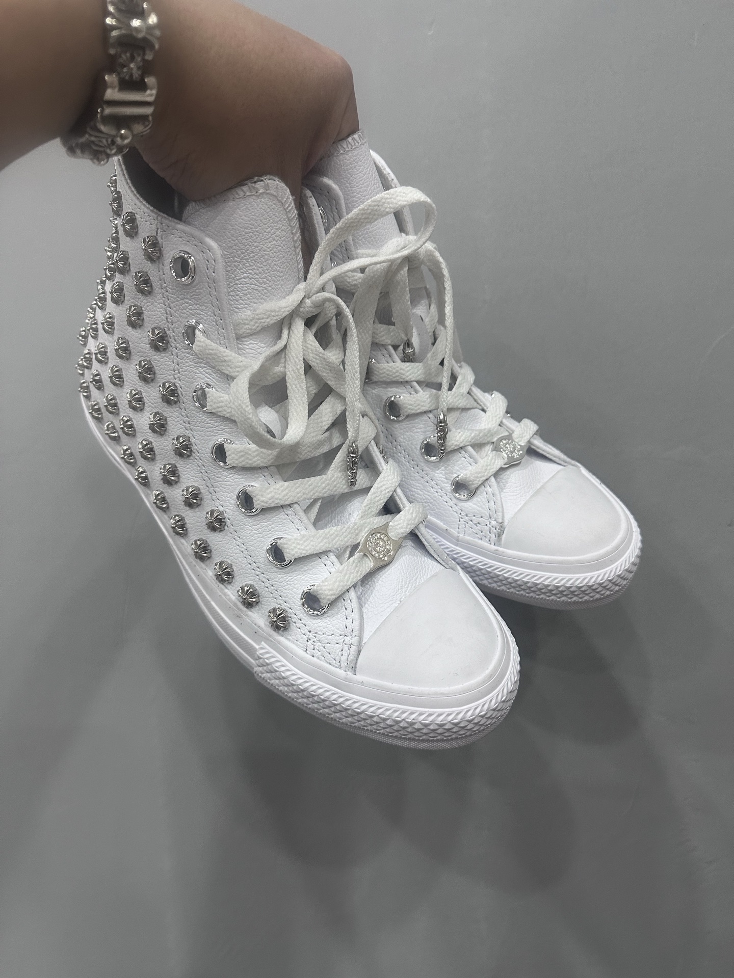 Chrome hearts x Converse All-star Japan limited edition high-top shoes with full rivet inlay