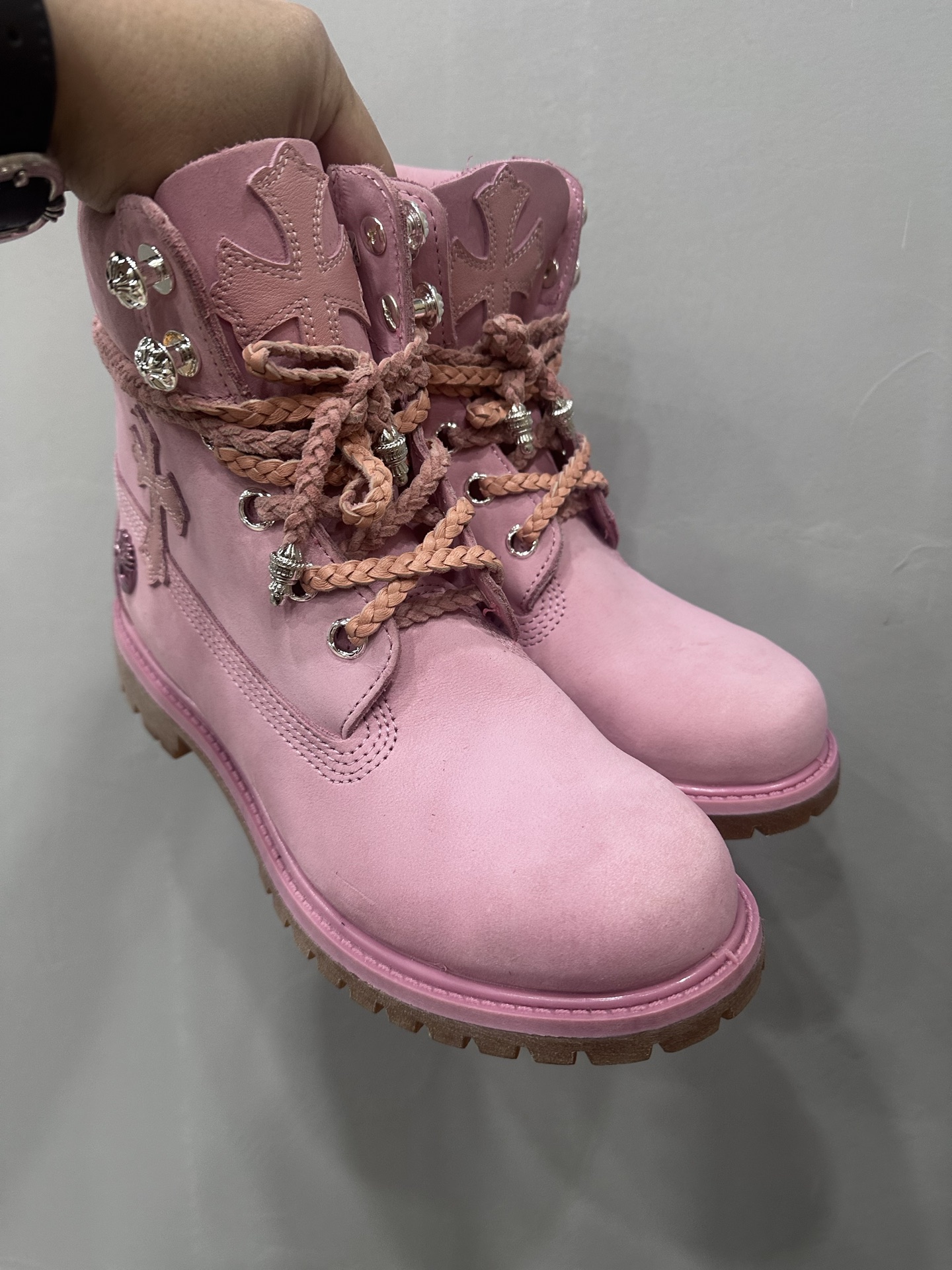 Chrome hearts x Timberland A15KO Pink Hiking Boots