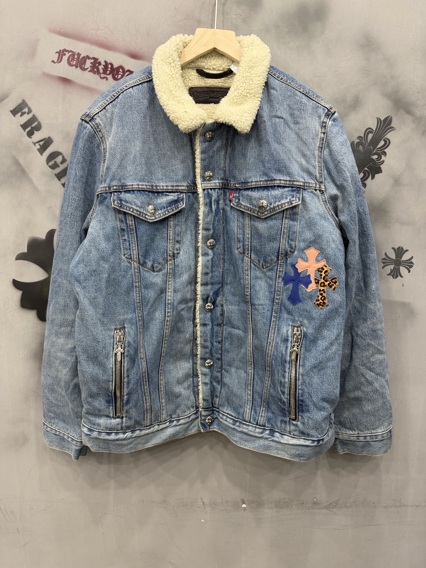 Chrome Hearts x Levi's Denim Heavy-Duty Corduroy Cotton Jacket with Leather Patch