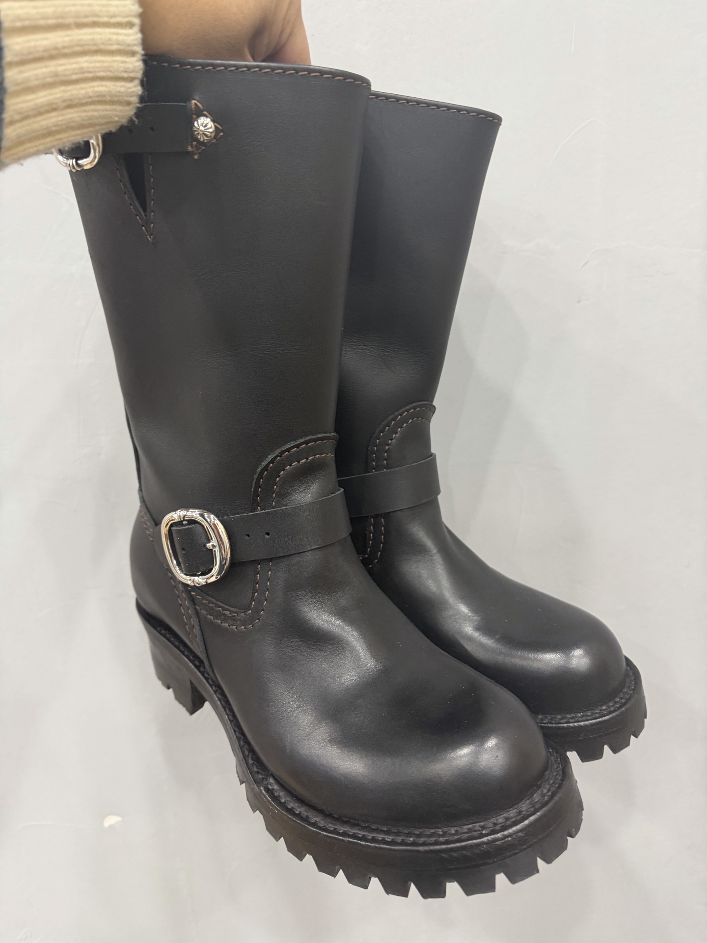 Chrome Hearts x Wesco 9109 Cross Top Vibram v100 Sole High-Top Engineer Boots