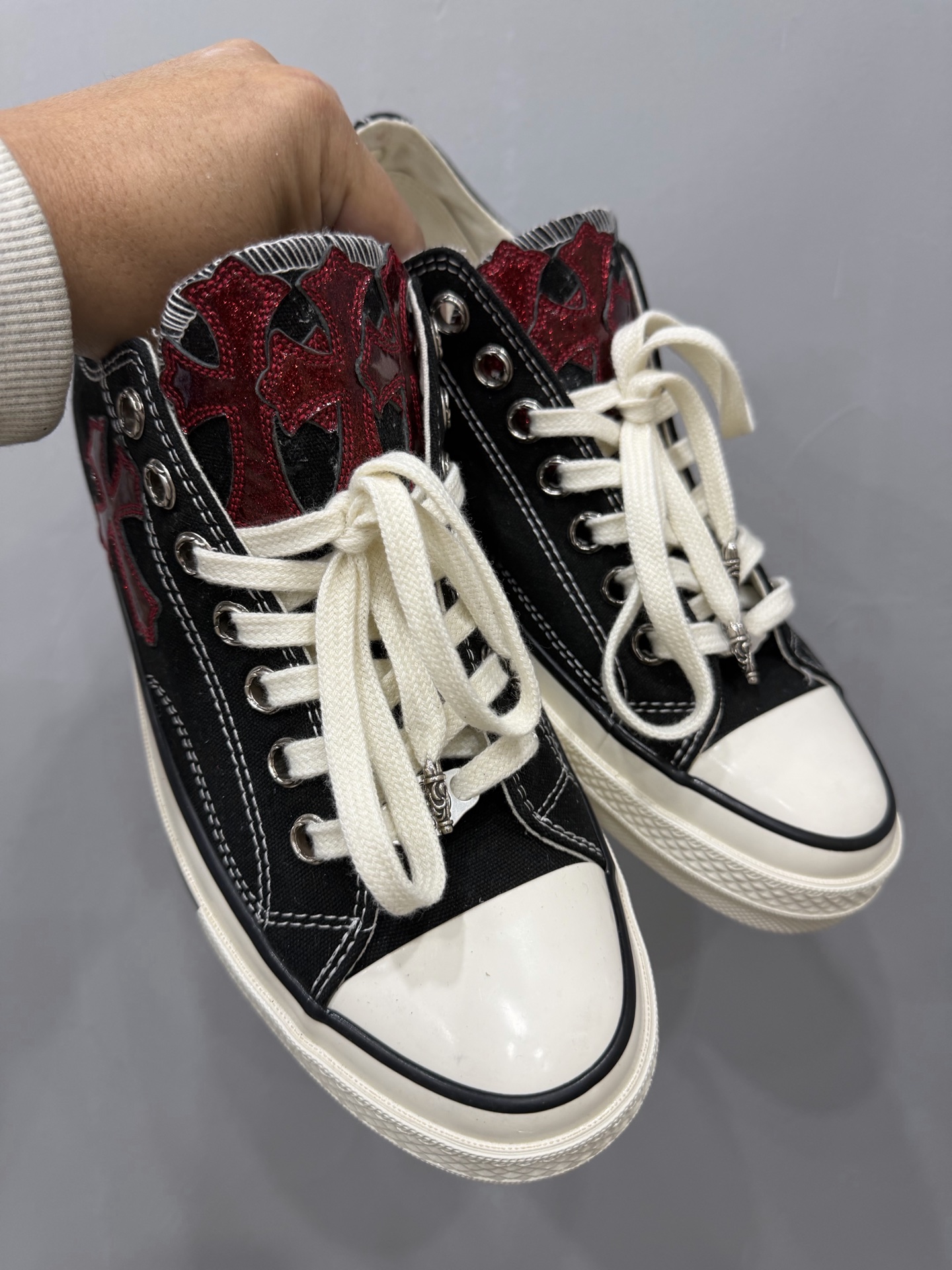 Chrome Hearts x Converse 1970s Black Canvas with Red Starry Sky Leather Low-Top Sneakers Basketball Shoes