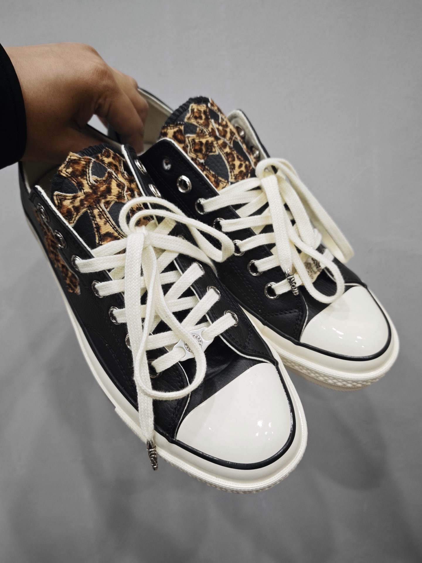 Chrome Hearts x Converse 1970s Leather Low-Top Patchwork Leopard Hair-On Cowhide Skate Shoes Basketball Sneakers