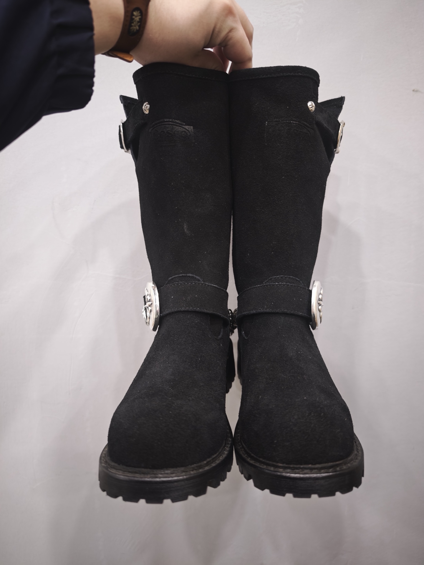 Chrome Hearts x Wesco Black Suede High-Top Premium Engineer Boots