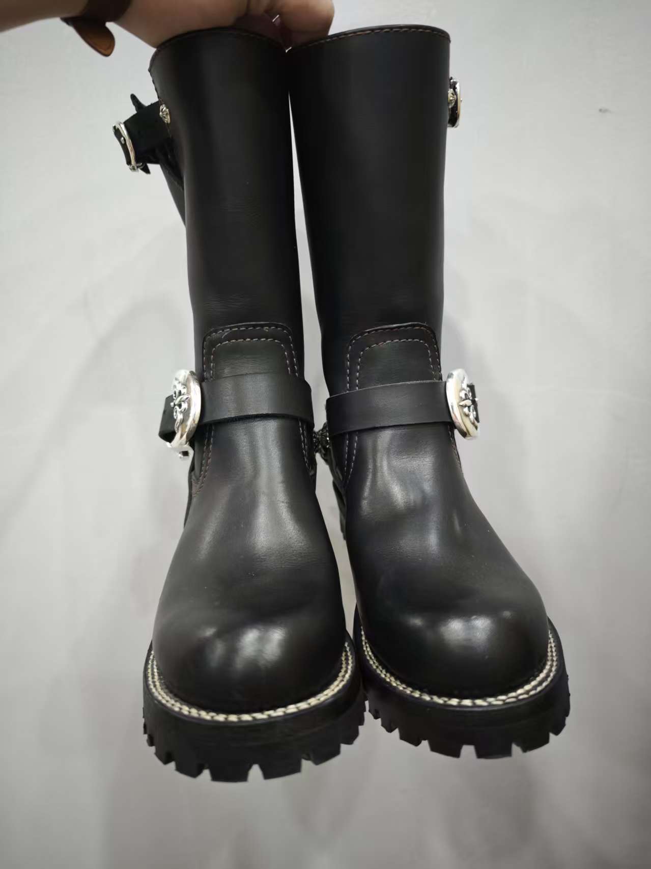 Chrome Hearts x Wesco 9109 Cross Top Vibram v100 Sole High-Top Engineer Boots