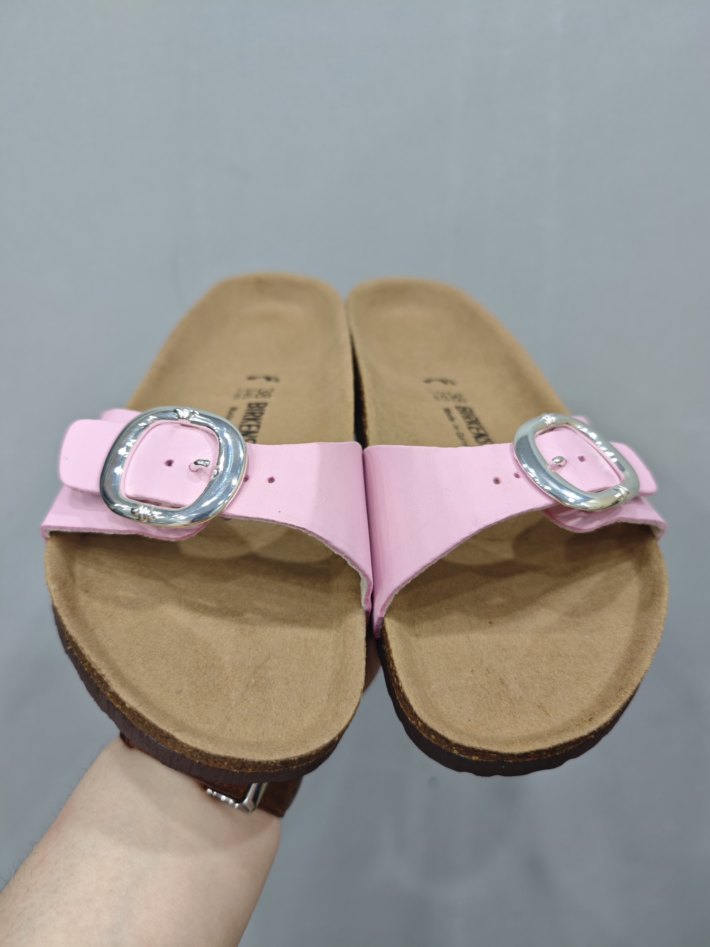 Chrome hearts × Birkenstock white top-grain Nappa leather women's one-strap slide sandals