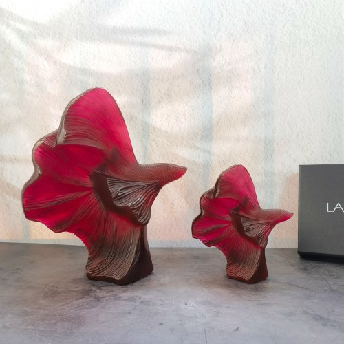 Lalique Red Crystal Betta Fish Sculpture - Symbol of Prosperity and Happiness 1 Lalique Red Crystal Betta Fish Sculpture - Symbol of Prosperity and Happiness