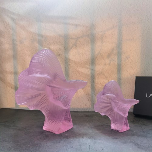 Lalique Crystal Betta Fish Sculpture, Pink Ornament, Home Decor, Small 1 Lalique Crystal Betta Fish Sculpture, Pink Ornament, Home Decor, Small