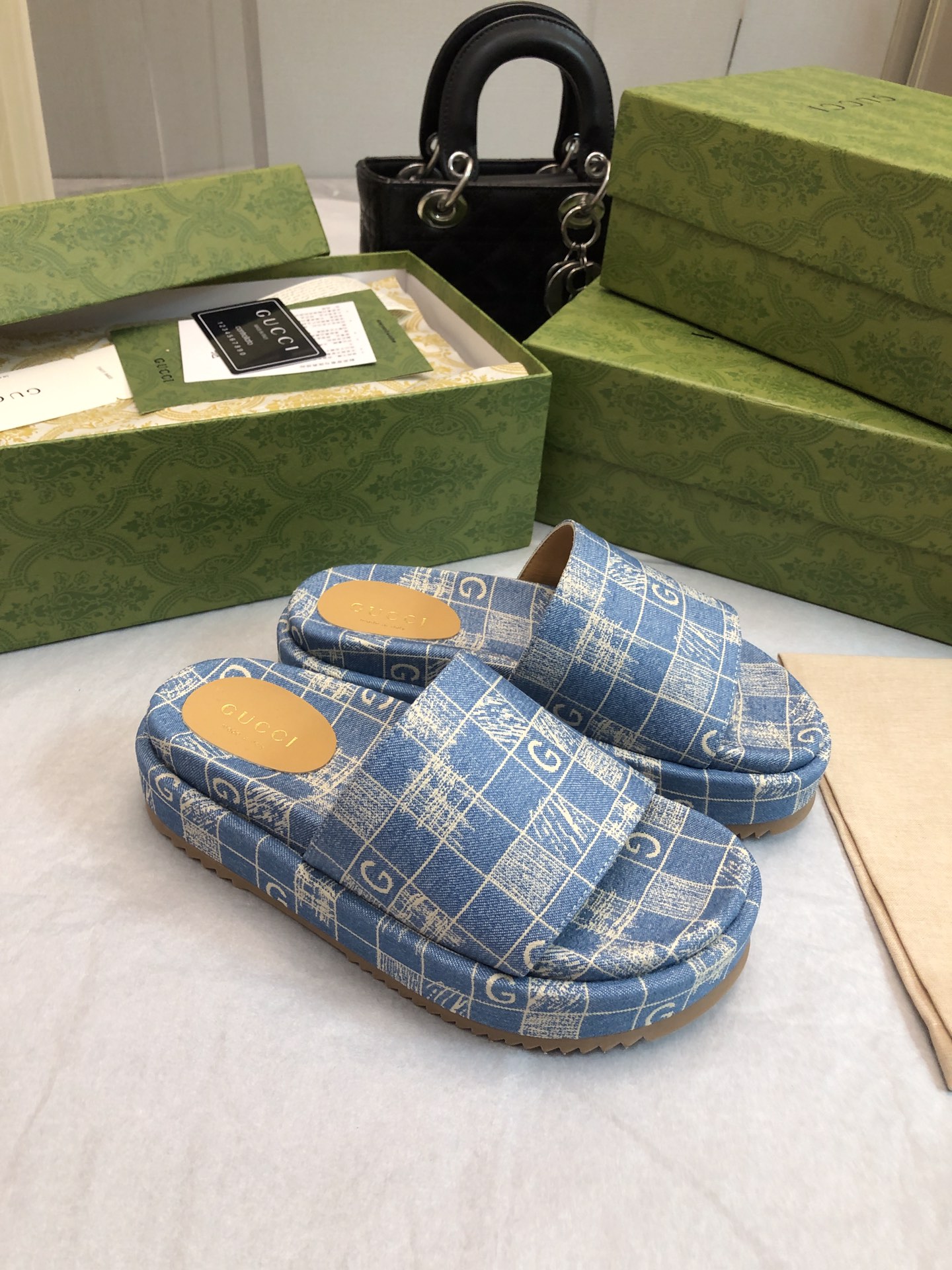 Gucci Shoes Slippers Printing Sheepskin