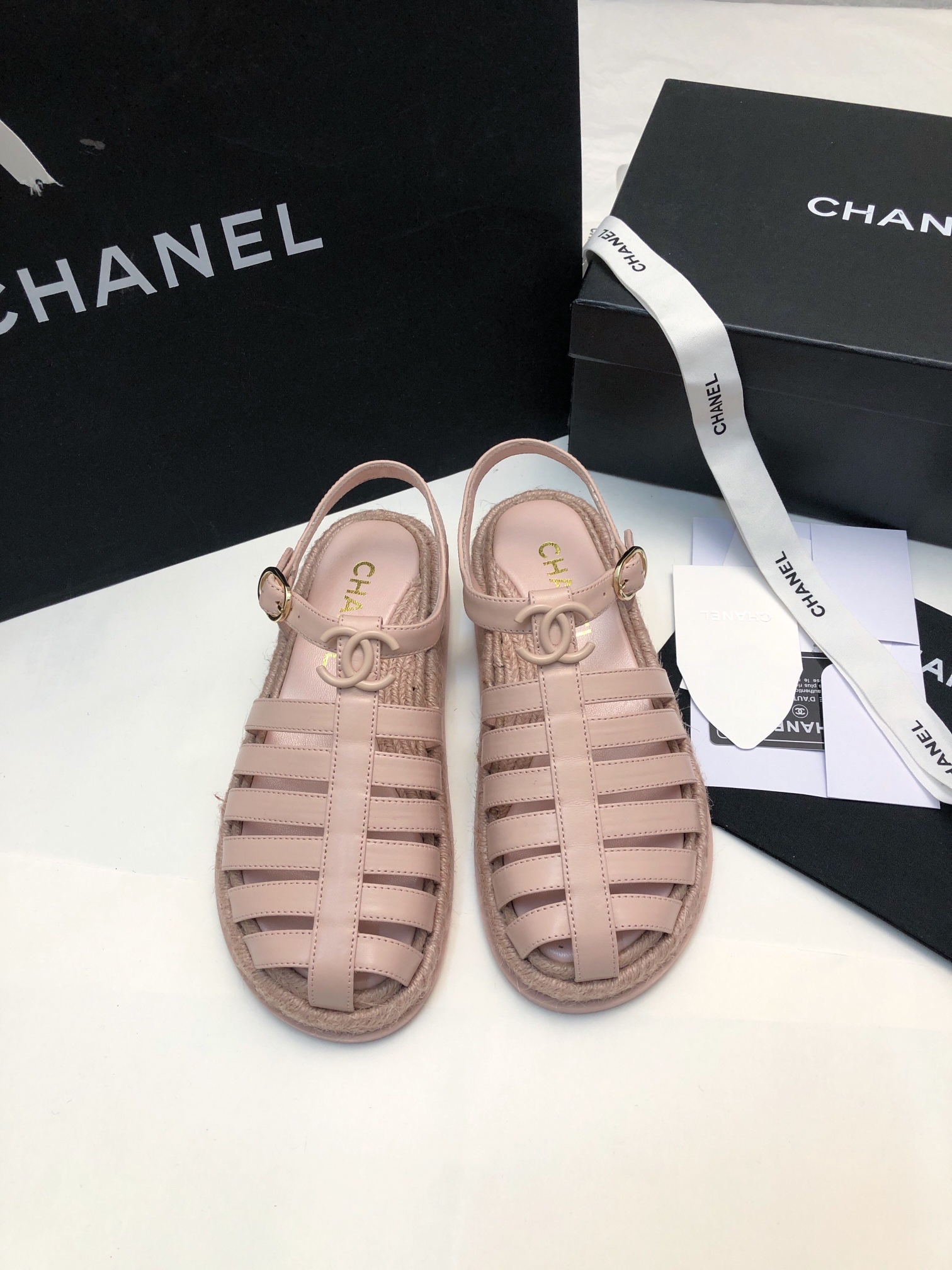Chanel Chaussures Sandales Caoutchouc Peau de mouton Série d’été Vintage