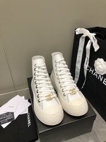 Online Sales
 Chanel Casual Shoes Black White Yellow Knitting Patent Leather Rubber Sheepskin TPU High Tops