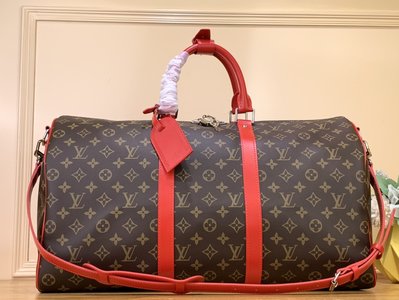 Louis Vuitton LV Keepall Good Travel Bags Red Canvas Fabric M46769