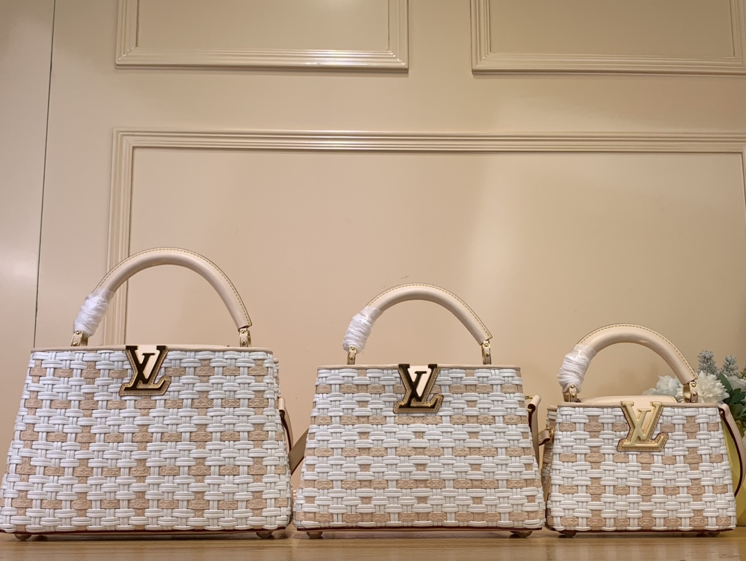 Louis Vuitton LV Capucines Bags Handbags Sell Online Luxury Designer
 Pink White Weave M23083