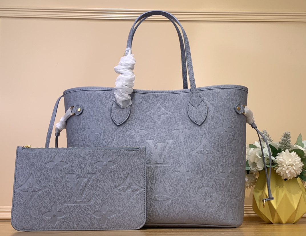 Louis Vuitton LV Neverfull Handbags Tote Bags Blue Light Empreinte​ m46482