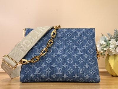 Louis Vuitton LV Coussin Luxury
 Bags Handbags Blue White Cotton Fabric Chains M24564