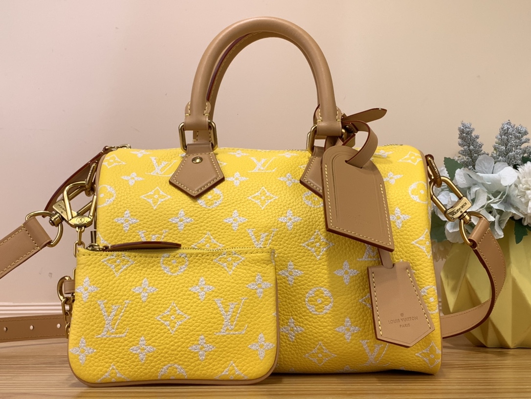 Louis Vuitton LV Speedy Bags Handbags Yellow Polishing Canvas Cowhide Sheepskin M24426