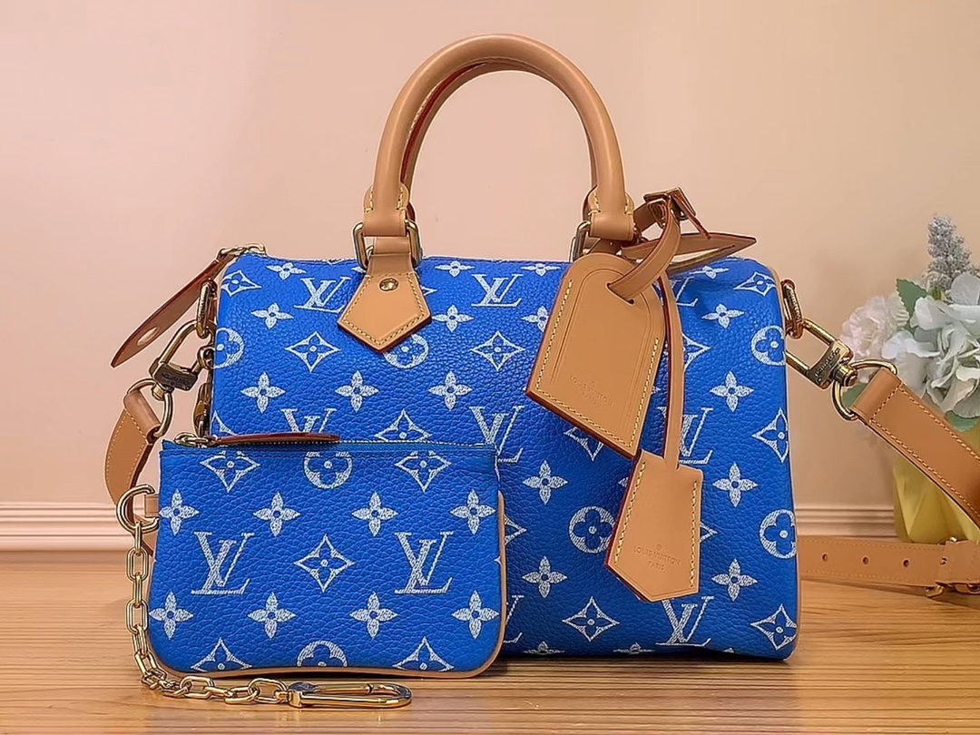 Louis Vuitton LV Speedy Bags Handbags Wholesale Designer Shop
 Blue Polishing Canvas Cowhide Sheepskin M24424