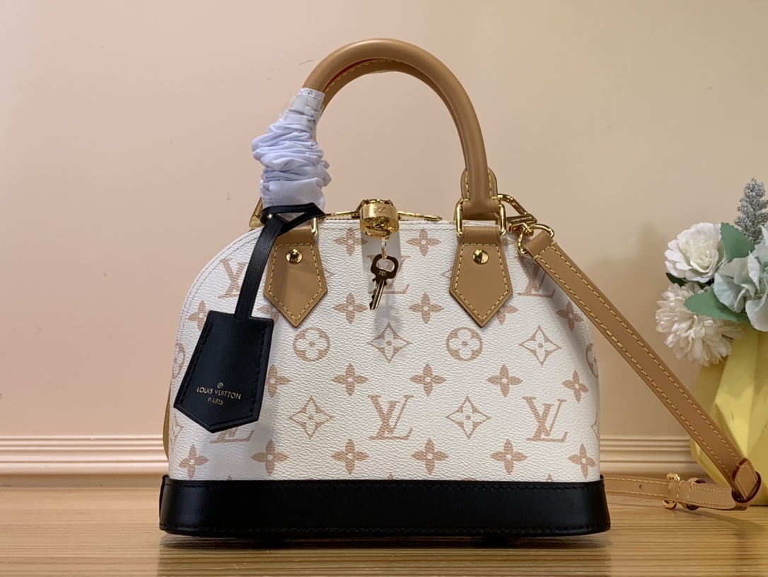 Louis Vuitton LV Alma BB Bags Handbags White Canvas M46922