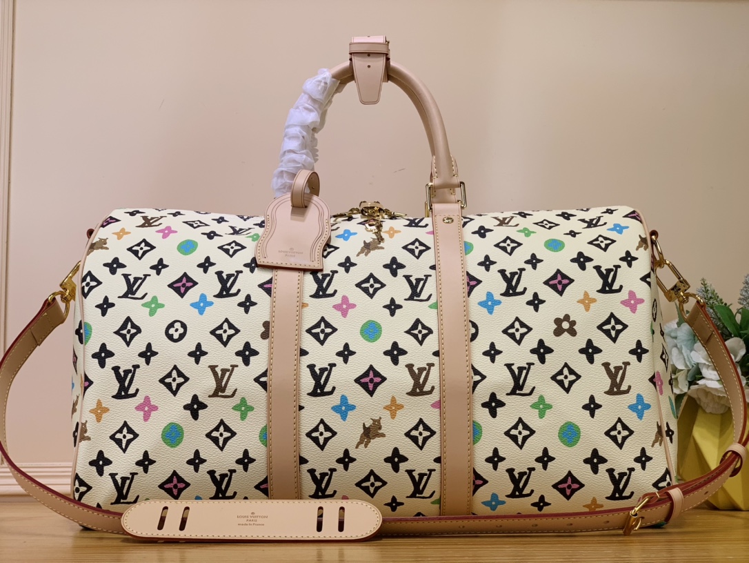 Louis Vuitton LV Keepall Travel Bags White Damier Graphite Canvas M25233