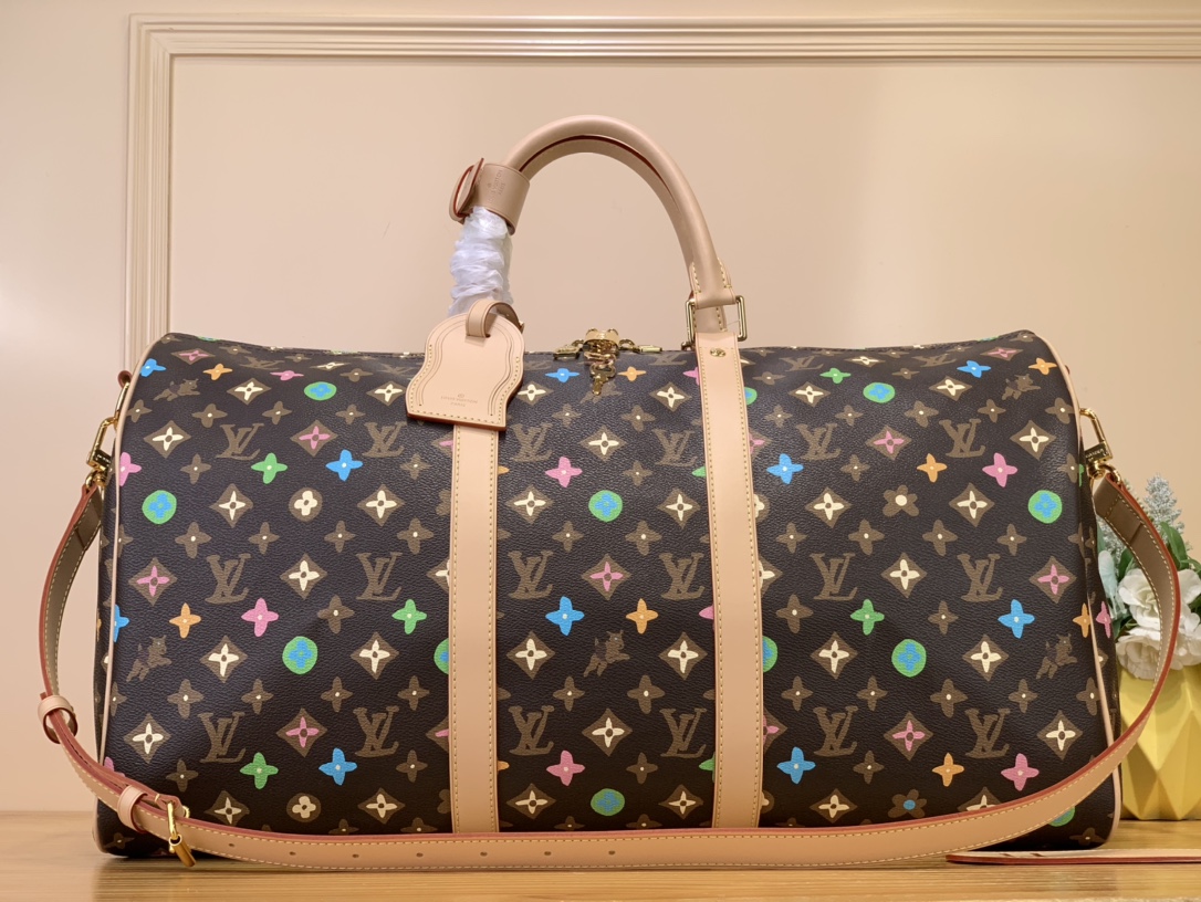 Louis Vuitton LV Keepall Travel Bags Black Damier Graphite Canvas