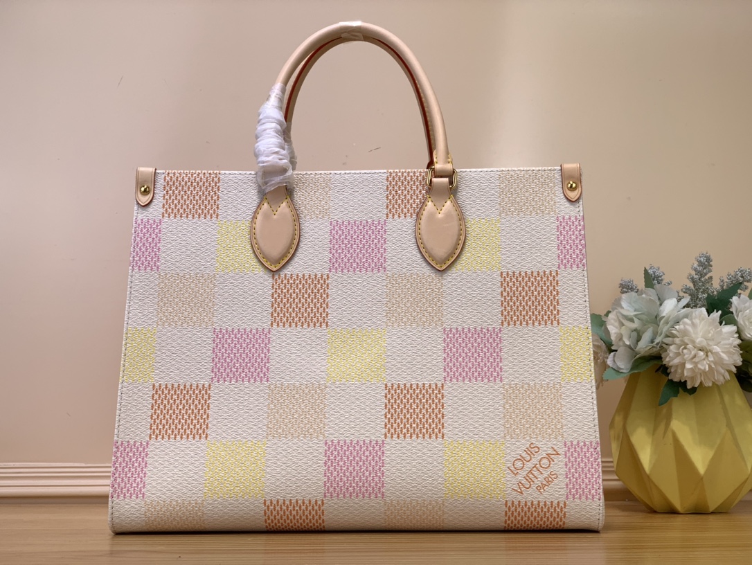 Louis Vuitton LV Onthego AAA+
 Bags Handbags Pink Lattice Canvas Cowhide n40518