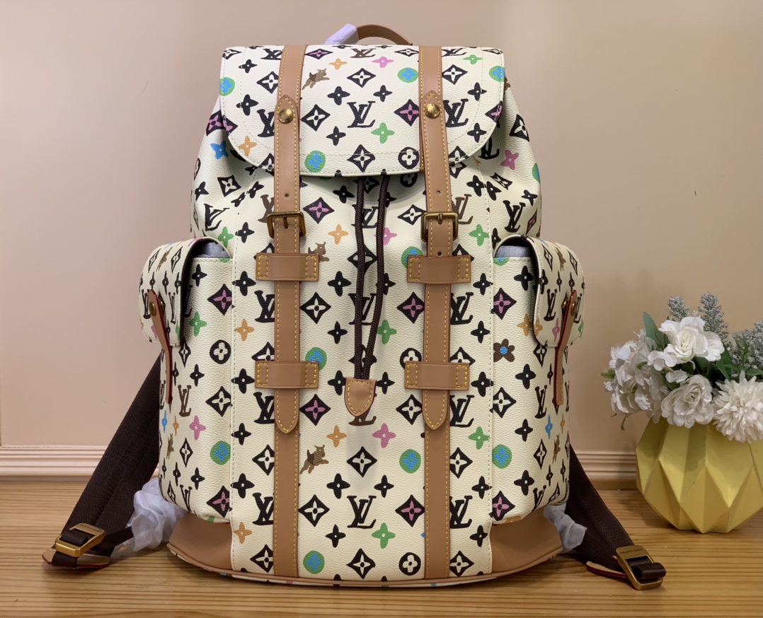 Louis Vuitton LV Christopher Bags Backpack website to buy replica
 White Canvas M25240