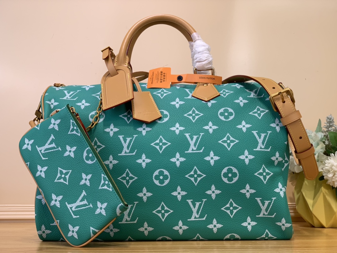 Louis Vuitton LV Speedy AAA+
 Bags Handbags Green Printing Canvas Cowhide Sheepskin m24420