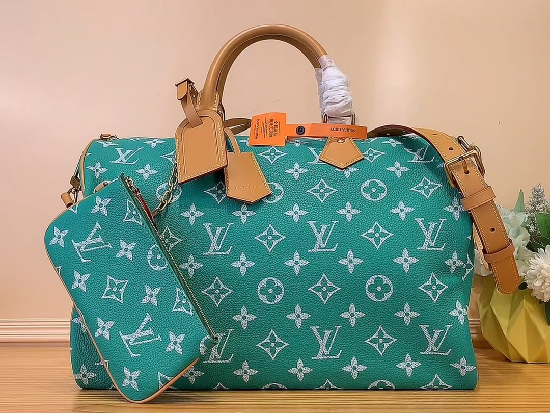 Louis Vuitton LV Speedy Bags Handbags Green Printing Canvas Cowhide Sheepskin m24420