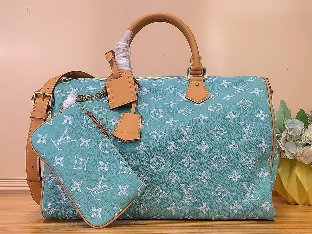 7 Star
 Louis Vuitton LV Speedy AAA+
 Bags Handbags Blue Printing Canvas Cowhide Sheepskin M11564