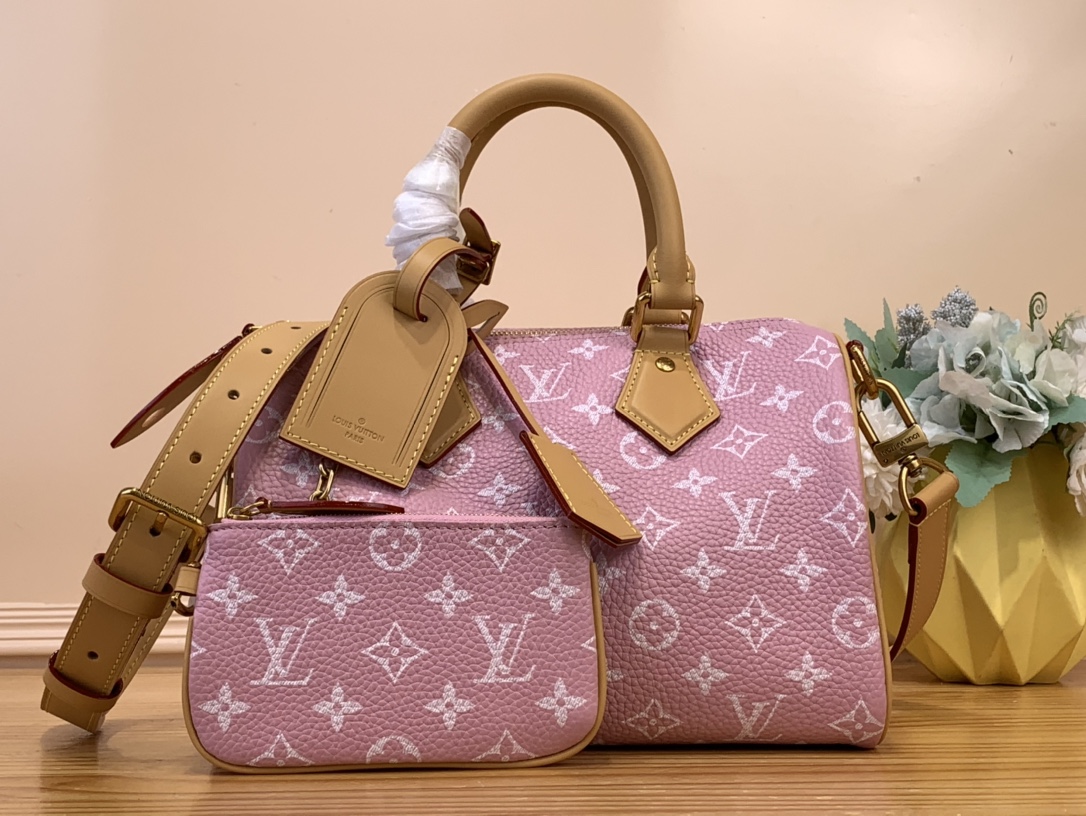 AAAAA+
 Louis Vuitton LV Speedy Bags Handbags Pink Polishing Canvas Cowhide Sheepskin M24425