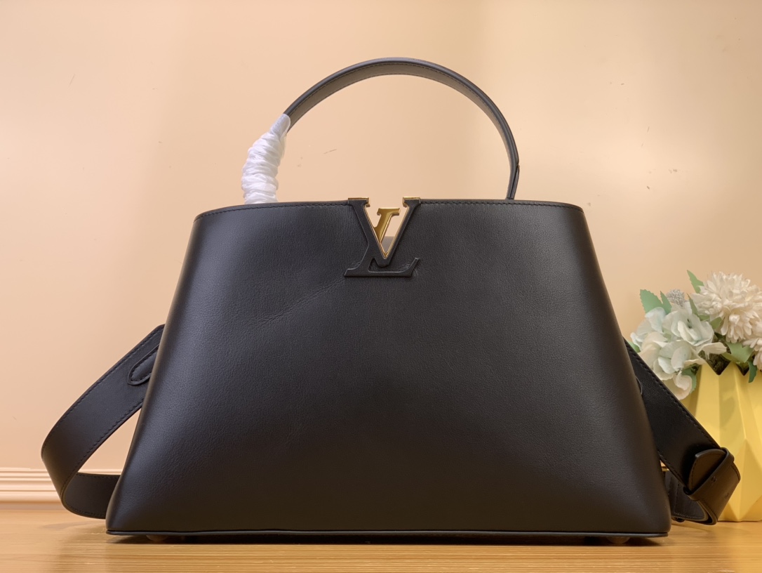 Perfect Replica
 Louis Vuitton LV Capucines Bags Handbags Black Gold Hardware Taurillon Calfskin Cowhide Summer Collection M24067