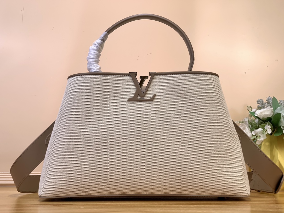 Louis Vuitton LV Capucines Store
 Bags Handbags Silver Hardware Taurillon Calfskin Canvas Cowhide Summer Collection M24067