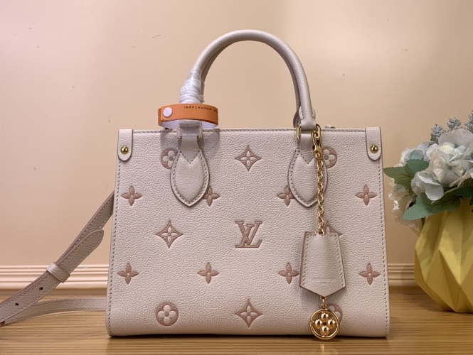 Louis Vuitton OnTheGo Small Handbag M14403 Jacquard Milk Almond 1 Louis Vuitton OnTheGo Small Handbag M14403 Jacquard Milk Almond