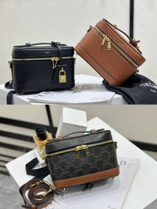 Celine Vanity Bag in Triomphe Canvas and Smooth Calfskin – Compact & Chic 1 Celine Vanity Bag in Triomphe Canvas and Smooth Calfskin – Compact & Chic