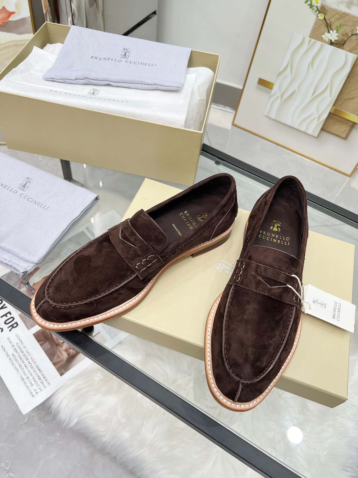 Precio de fábrica: 430BrunelloCucinelli versión superior del clásico de cuatro temporadas MocasinesE