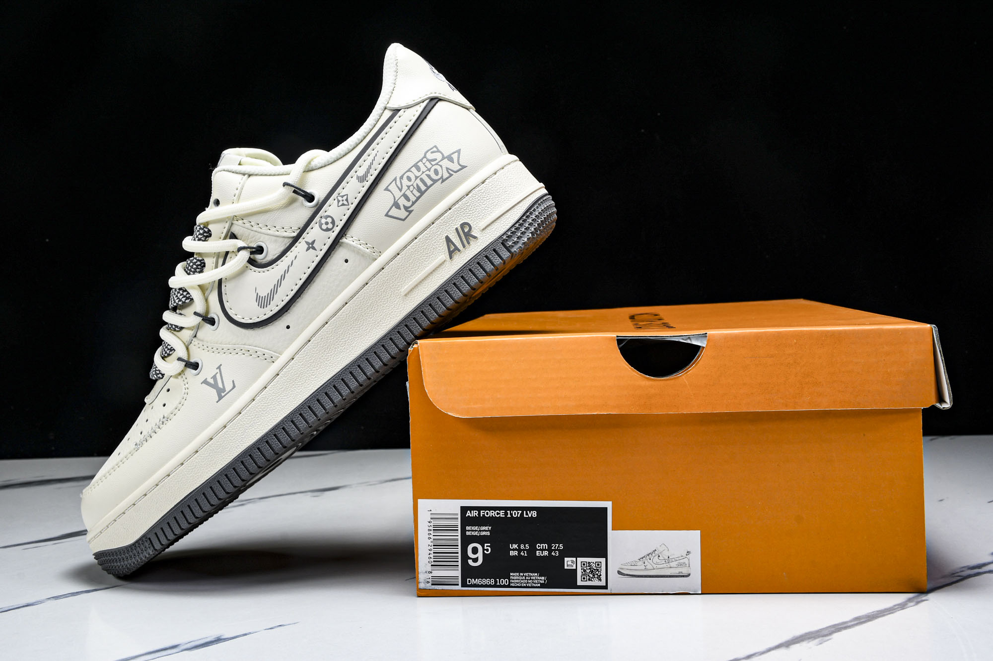 
Nike Air Force 1'07 Low LV联名 米灰底抽绳 空军一号低帮休闲板鞋 DM686