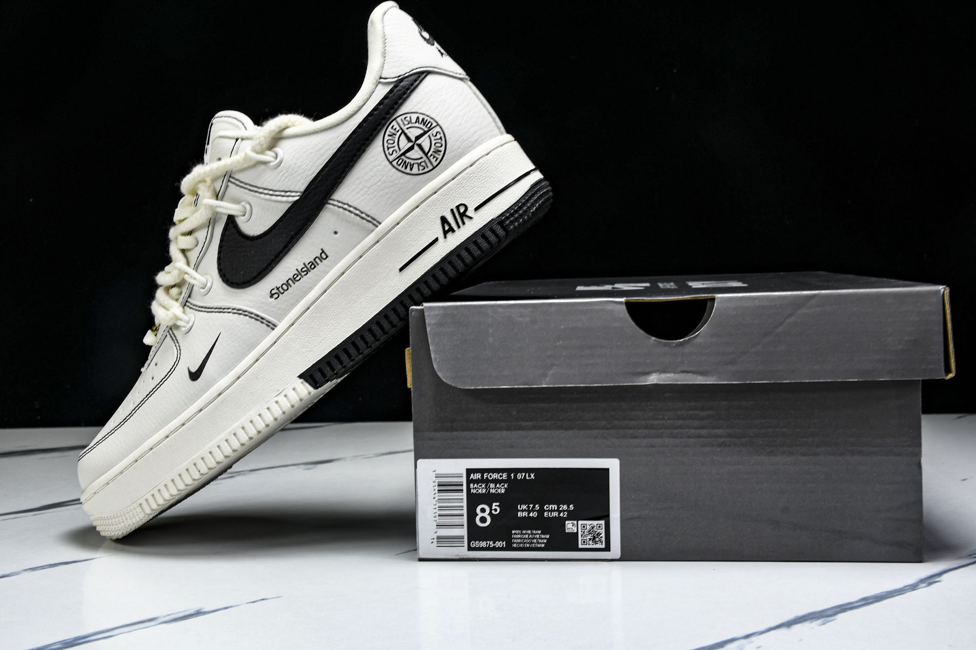 
Nike Air Force 1‘07 Low 米白绑带黑小勾 空军一号低帮休闲板鞋 GS9875-0
