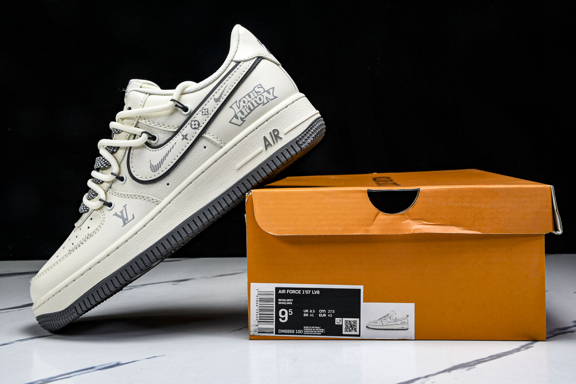 
Nike Air Force 1'07 Low LV联名 米灰底抽绳 空军一号低帮休闲板鞋 DM686