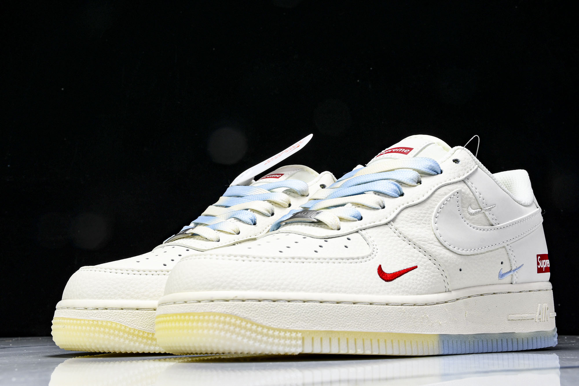 
Nike Air Force 1'07 Low Supreme联名 双拼米蓝 空军一号低帮休闲板鞋 X