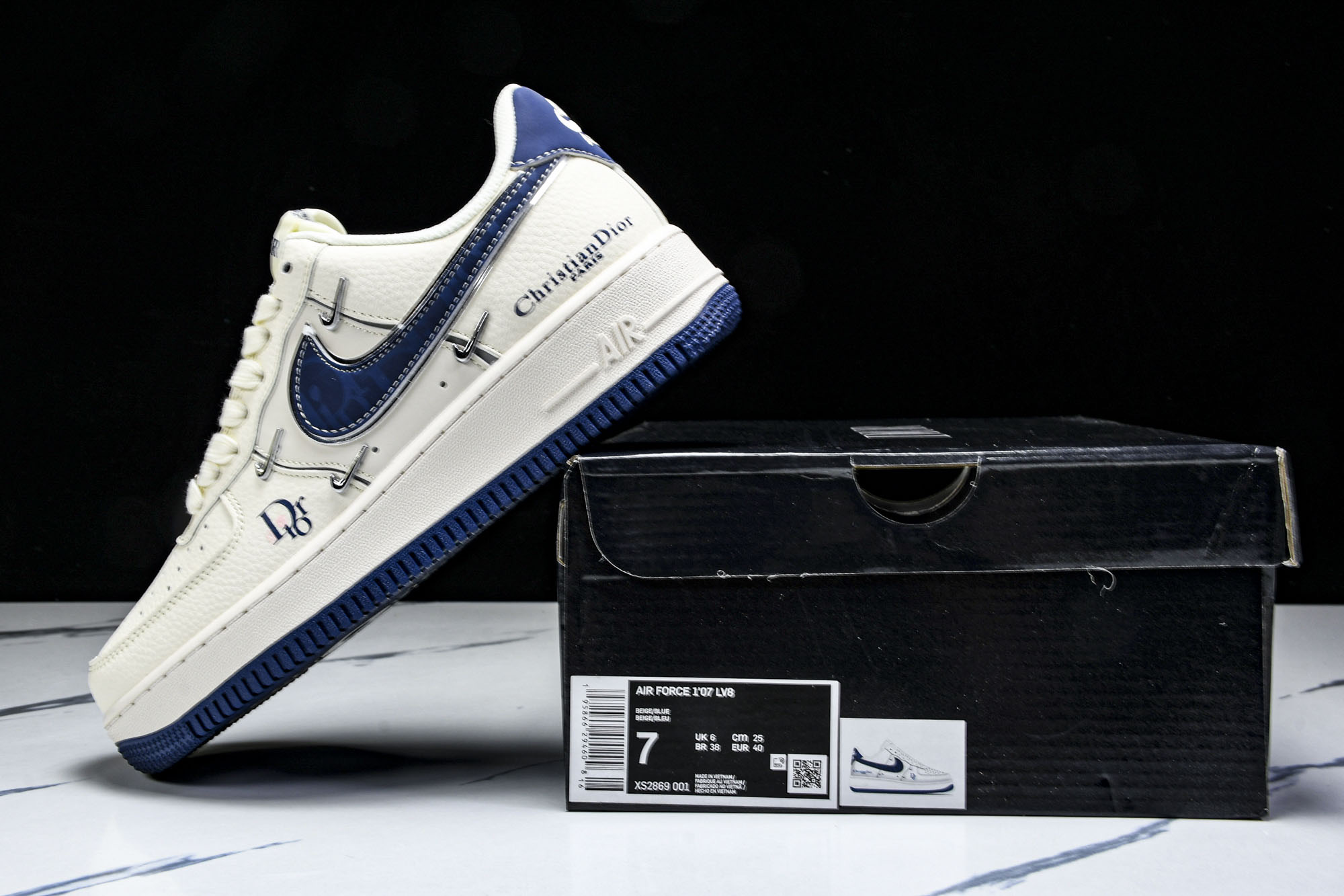 
Nike Air Force 1'07 Low 迪奥联名 蓝四小银勾 空军一号低帮休闲板鞋 XS286