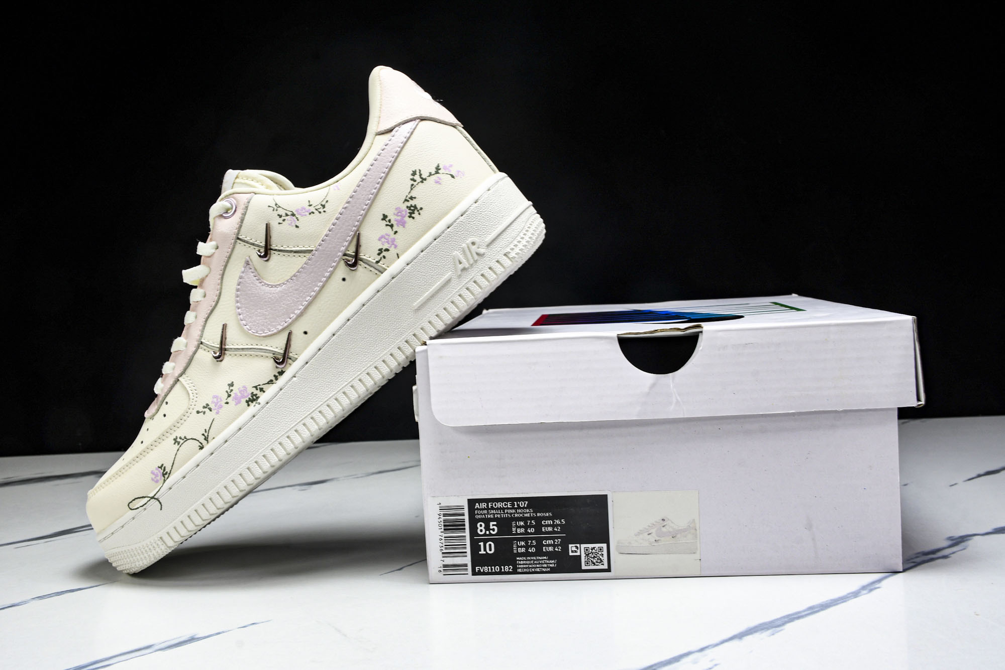 
Nike Air Force 1'07 Low Light Pink Flowers 手绘涂鸦 浅粉漫