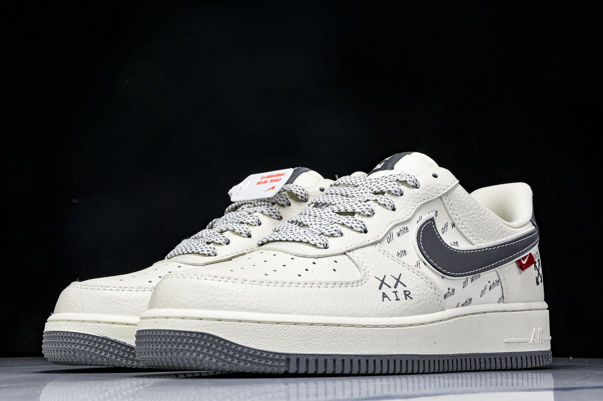 
Nike Air Force 1'07 Low OFF-WHITE联名 米灰英文反光 空军一号低帮休闲