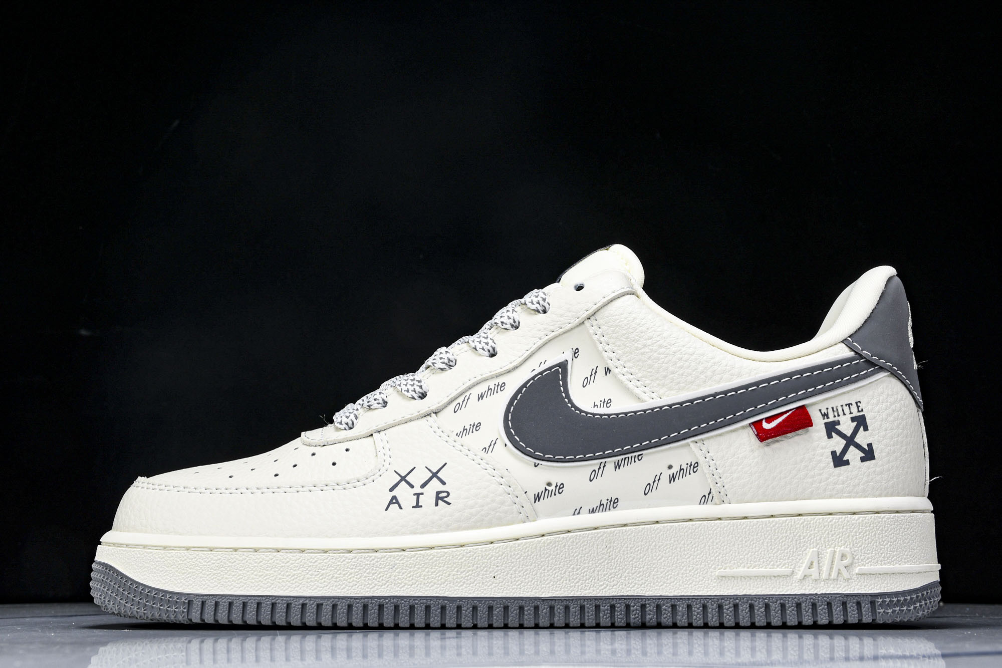 
Nike Air Force 1'07 Low OFF-WHITE联名 米灰英文反光 空军一号低帮休闲