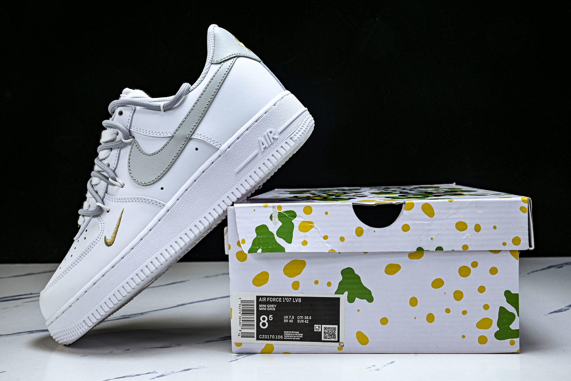 Nike Air Force 1'07 Low 白灰金双钩 空军一号低帮休闲板鞋 CZ0170-1063