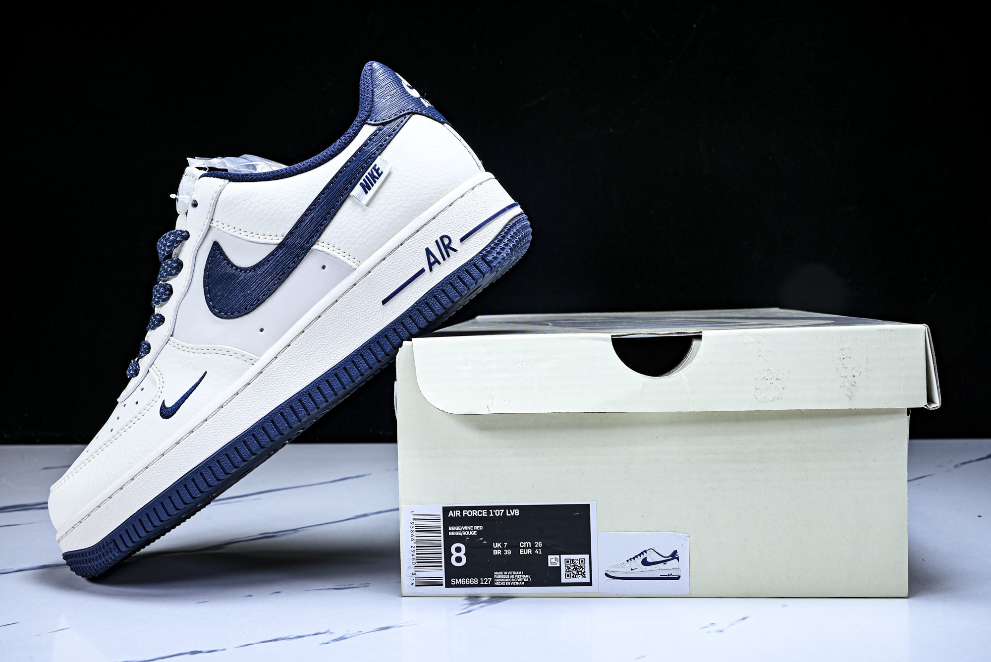 Nike Air Force 1'07 Low 树纹午夜蓝 空军一号低帮休闲板鞋 SM6668-1273