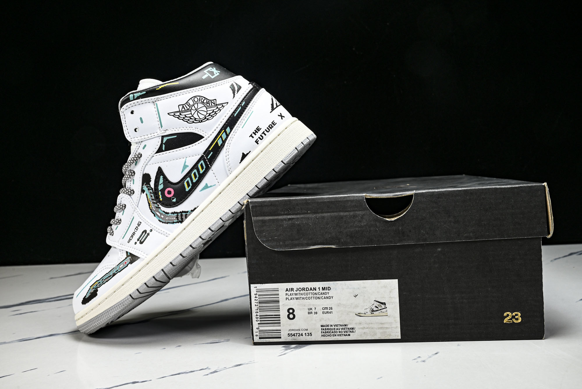 Air Jordan 1 Mid AJ1 乔1赛博棉花糖 中邦男篮球鞋 13535 36 36.5 37